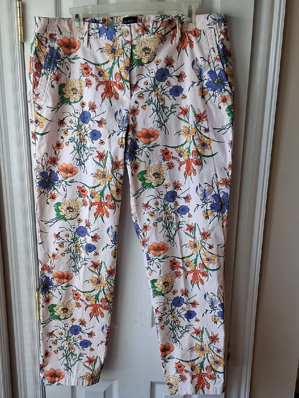 Talbots Relaxed Chino Cotton Floral Trousers Pants with Multicolor Blooms